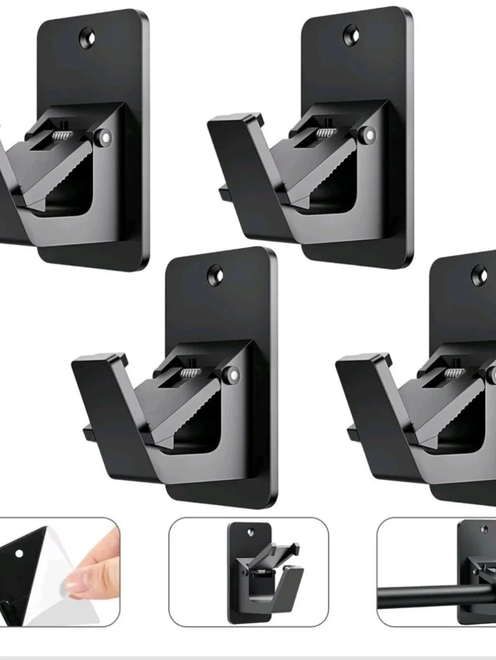 Aovky 4Pcs No Drill Curtain Rod Brackets, Adhesive Curtain Rod Holder Up to 20 l
